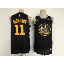 Men's Golden State Warriors #11 Klay Thompson Black City Player Jersey