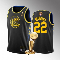 Men's Golden State Warriors #22 Andrew Wiggins 2022 Black NBA Finals Champions Stitched Jersey