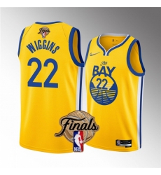 Men's Golden State Warriors #22 Andrew Wiggins 2022 Yellow NBA Finals Stitched Jersey