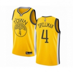 Mens Golden State Warriors 4 Omari Spellman Yellow Swingman Jersey Earned Edition 