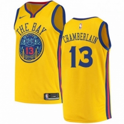 Mens Nike Golden State Warriors 13 Wilt Chamberlain Swingman Gold NBA Jersey City Edition