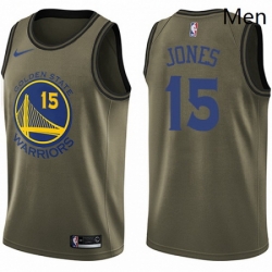 Mens Nike Golden State Warriors 15 Damian Jones Swingman Green Salute to Service NBA Jersey