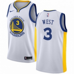 Mens Nike Golden State Warriors 3 David West Authentic White Home NBA Jersey Association Edition