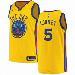 Mens Nike Golden State Warriors 5 Kevon Looney Authentic Gold NBA Jersey City Edition