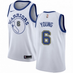 Mens Nike Golden State Warriors 6 Nick Young Swingman White Hardwood Classics NBA Jersey 