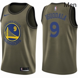 Mens Nike Golden State Warriors 9 Andre Iguodala Swingman Green Salute to Service NBA Jersey