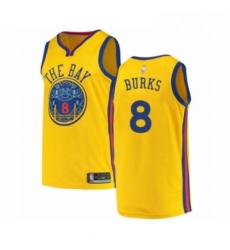 Womens Golden State Warriors 8 Alec Burks Swingman Gold Basketball Jersey City Edition 