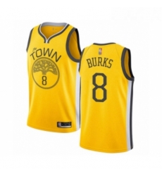 Womens Golden State Warriors 8 Alec Burks Yellow Swingman Jersey Earned Edition 