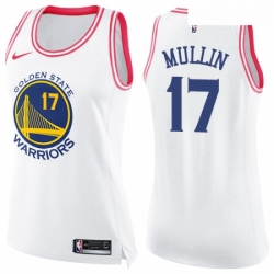 Womens Nike Golden State Warriors 17 Chris Mullin Swingman WhitePink Fashion NBA Jersey