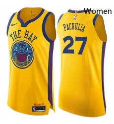 Womens Nike Golden State Warriors 27 Zaza Pachulia Swingman Gold NBA Jersey City Edition