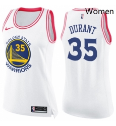 Womens Nike Golden State Warriors 35 Kevin Durant Swingman WhitePink Fashion NBA Jersey