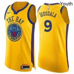 Youth Nike Golden State Warriors 9 Andre Iguodala Swingman Gold NBA Jersey City Edition