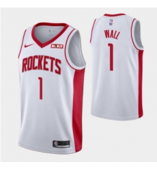 Men Houston Rockets 1 John Wall White Stitched Basketball Jersey