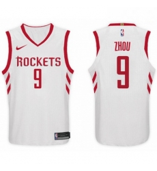 Nike NBA Houston Rockets 9 Zhou Qi Jersey 2017 18 New Season White Jersey 