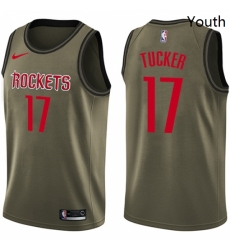 Youth Nike Houston Rockets 17 PJ Tucker Green Salute to Service NBA Swingman Jersey 