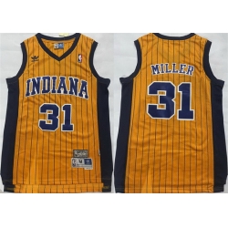 Men Indiana Pacers 31 Reggie Miller Yellow Throwback Stitched Jersey