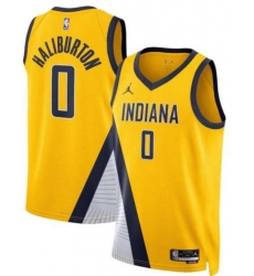 Men Indiana Pacers Tyrese Haliburton #0 2022 23 Association Edition Yellow Jersey