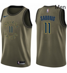 Mens Nike Indiana Pacers 11 Domantas Sabonis Swingman Green Salute to Service NBA Jersey 