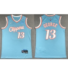 Men Los Angeles Clippers 13 Paul George Blue 75th Anniversary 2021 2022 City Edition NBA Jersey