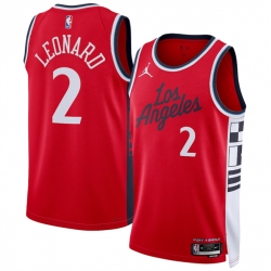 Men Los Angeles Clippers 2 Kawhi Leonard Red 2024 25 Statement Edition Stitched Jersey