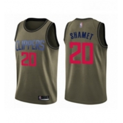 Youth Los Angeles Clippers 20 Landry Shamet Swingman Green Salute to Service Basketball Jersey 