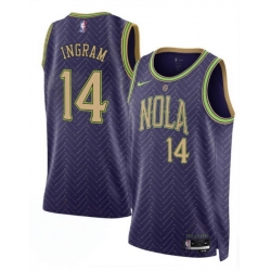 Men New Orleans Pelicans 14 Brandon Ingram Purple 2024 25 City Ediiton Stitched Basketball Jersey