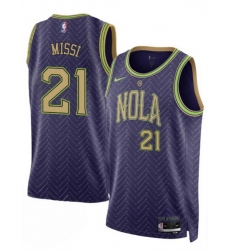 Men New Orleans Pelicans 21 Yves Missi Purple 2024 25 City Ediiton Stitched Basketball Jersey