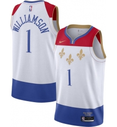 Men New Orleans Pelicans Zion Williamson White 2020 New City Edition Jersey