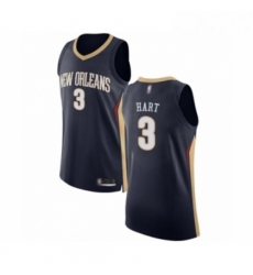 Mens New Orleans Pelicans 3 Josh Hart Authentic Navy Blue Basketball Jersey Icon Edition 