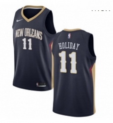 Mens Nike New Orleans Pelicans 11 Jrue Holiday Swingman Navy Blue Road NBA Jersey Icon Edition