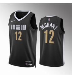 Men Memphis Grizzlies 12 Ja Morant Black 2023 24 City Edition Stitched Basketball Jersey