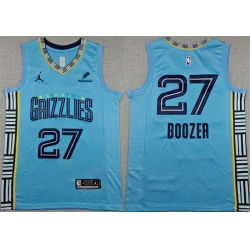 Men Memphis Grizzlies  27 Cameron Boozer Blue 2026 Draft Statement Edition Stitched Jersey