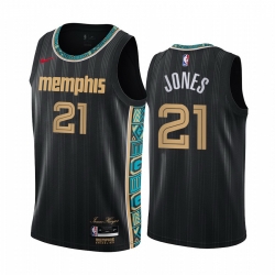 Men Nike Memphis Grizzlies 21 Tyus Jones Black NBA Swingman 2020 21 City Edition Jersey