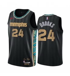 Men Nike Memphis Grizzlies 24 Dillon Brooks Black NBA Swingman 2020 21 City Edition Jersey