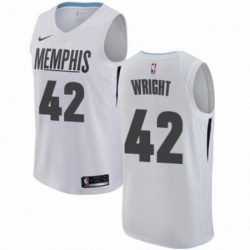 Mens Nike Memphis Grizzlies 42 Lorenzen Wright Authentic White NBA Jersey City Edition