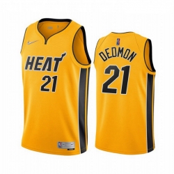 Men Miami Heat 21 Dewayne Dedmon Yellow NBA Swingman 2020 21 Earned Edition Jersey