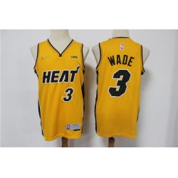 Men Miami Heat Dwyane Wade 3 Yellow Swingman Stitched NBA Jersey