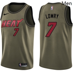 Men Nike Miami Heat 7 Kyle Lowry Green Salute to Service NBA Swingman Jersey