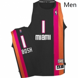 Mens Adidas Miami Heat 1 Chris Bosh Authentic Black ABA Hardwood Classic NBA Jersey