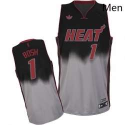 Mens Adidas Miami Heat 1 Chris Bosh Swingman BlackGrey Fadeaway Fashion NBA Jersey