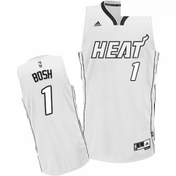 Mens Adidas Miami Heat 1 Chris Bosh Swingman White On White NBA Jersey