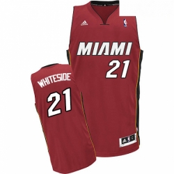 Mens Adidas Miami Heat 21 Hassan Whiteside Swingman Red Alternate NBA Jersey