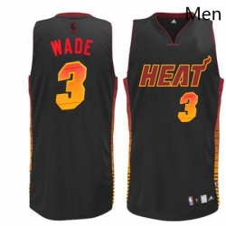 Mens Adidas Miami Heat 3 Dwyane Wade Authentic Black Vibe NBA Jersey