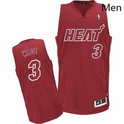 Mens Adidas Miami Heat 3 Dwyane Wade Authentic Red Big Color Fashion NBA Jersey