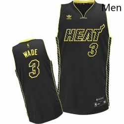 Mens Adidas Miami Heat 3 Dwyane Wade Swingman Black Electricity Fashion NBA Jersey