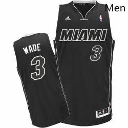 Mens Adidas Miami Heat 3 Dwyane Wade Swingman BlackWhite NBA Jersey