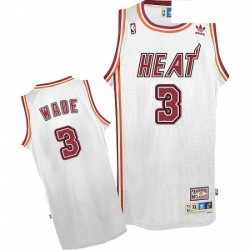 Mens Adidas Miami Heat 3 Dwyane Wade Swingman White Throwback NBA Jersey