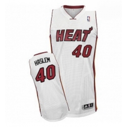 Mens Adidas Miami Heat 40 Udonis Haslem Authentic White Home NBA Jersey