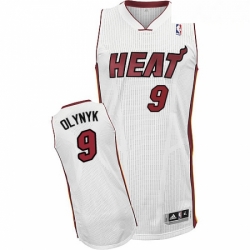 Mens Adidas Miami Heat 9 Kelly Olynyk Authentic White Home NBA Jersey 