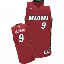 Mens Adidas Miami Heat 9 Kelly Olynyk Swingman Red Alternate NBA Jersey 